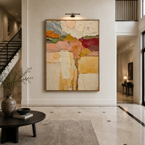 Blush and Ochre Textured Abstract Wall Art styled interior scene 3 | OILDECO