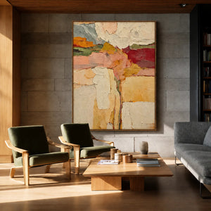 Blush and Ochre Textured Abstract Wall Art styled interior scene 5 | OILDECO