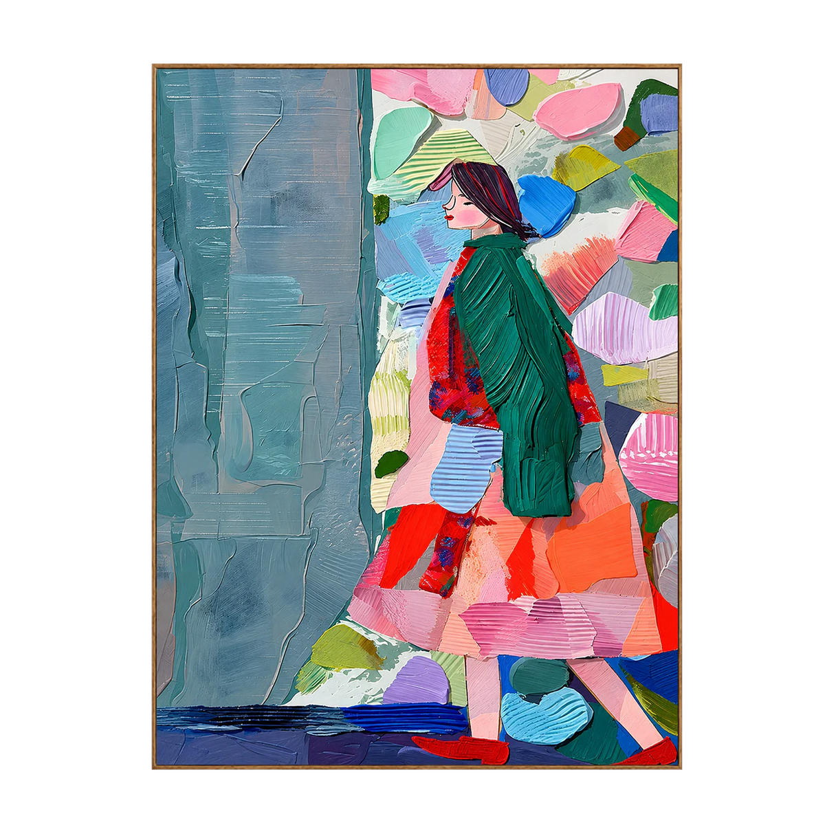 Emerald Coat Colorful Figure Wall Art