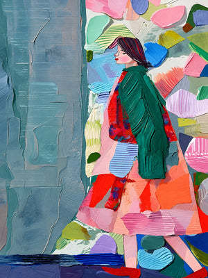 Emerald Coat Colorful Figure Wall Art artwork view | OILDECO