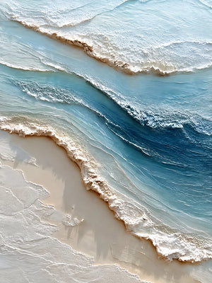 Layered Blue Surf Coastal Wall Art artwork view | OILDECO