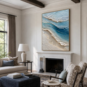 Layered Blue Surf Coastal Wall Art styled interior scene 2 | OILDECO