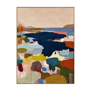 Navy Cove Colorful Abstract Landscape Wall Art | OILDECO