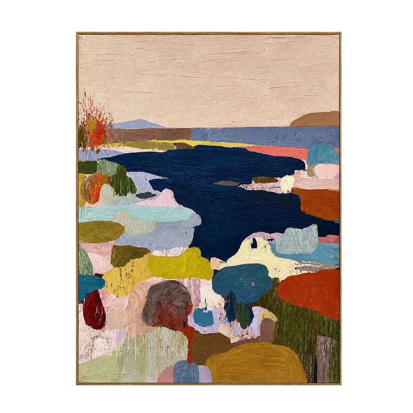Navy Cove Colorful Abstract Landscape Wall Art | OILDECO