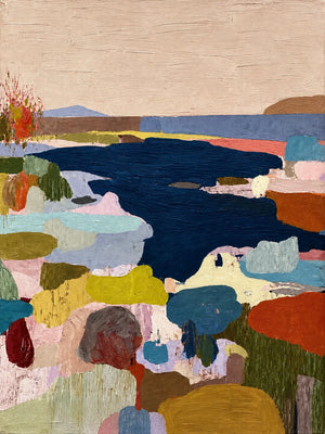 Navy Cove Colorful Abstract Landscape Wall Art artwork view | OILDECO