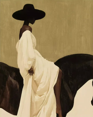 Ivory Dress Equestrian Portrait Wall Art artwork view | OILDECO