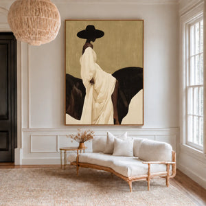 Ivory Dress Equestrian Portrait Wall Art styled interior scene 3 | OILDECO
