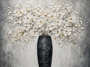 Original artwork view of Ivory Bloom Vase Wall Art | Oildeco