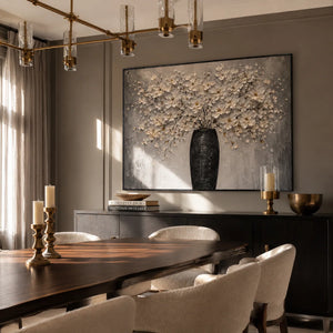 Ivory Bloom Vase Wall Art displayed above a sofa in a neutral interior | Oildeco