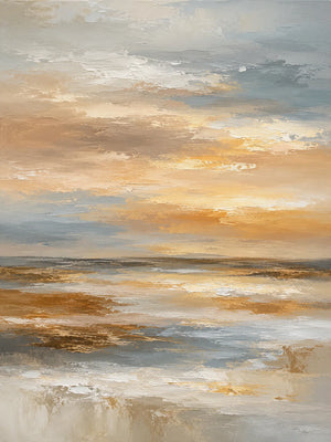 Original artwork view of Amber Sky Coastal Wall Art | Oildeco