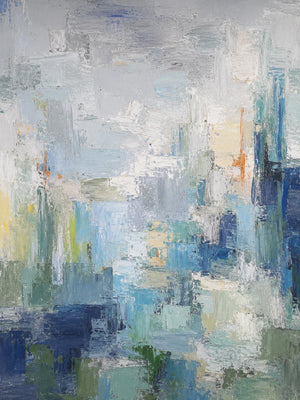 Original artwork view of Mist Cityscape Abstract Wall Art | Oildeco