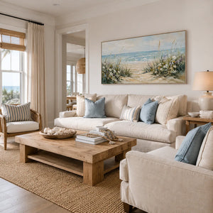 Dune Path Coastal Wall Art shown in a quiet home office | Oildeco