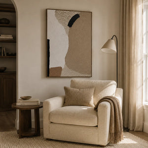 Sand Contour Textured Wall Art shown in a calm bedroom setting | Oildeco