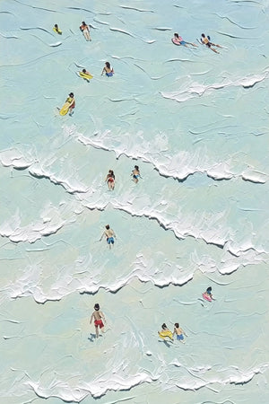 Original artwork view of Aqua Swimmers Coastal Wall Art | Oildeco