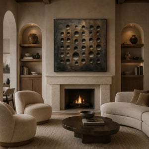 Slate Circles Textured Wall Art lifestyle view 3 | Oildeco