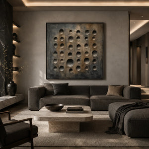 Slate Circles Textured Wall Art lifestyle view 4 | Oildeco