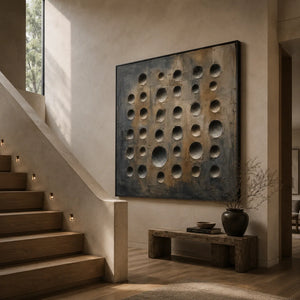 Slate Circles Textured Wall Art lifestyle view 5 | Oildeco