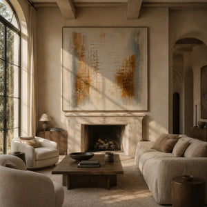 Rust Grid Textured Wall Art lifestyle view 7 | Oildeco
