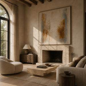 Rust Grid Textured Wall Art lifestyle view 8 | Oildeco