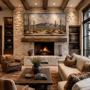 Saguaro Desert Landscape Wall Art lifestyle view 3 | Oildeco
