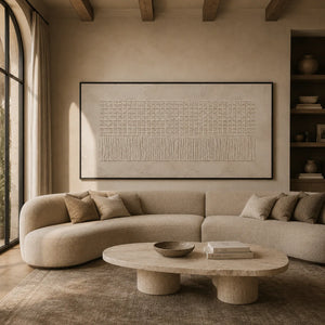 Ivory Grid Relief Wall Art lifestyle view 3 | Oildeco
