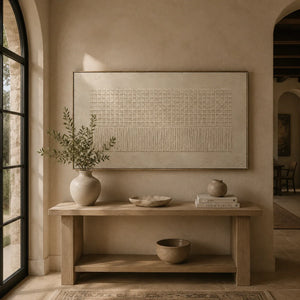 Ivory Grid Relief Wall Art lifestyle view 5 | Oildeco