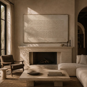 Ivory Grid Relief Wall Art lifestyle view 6 | Oildeco