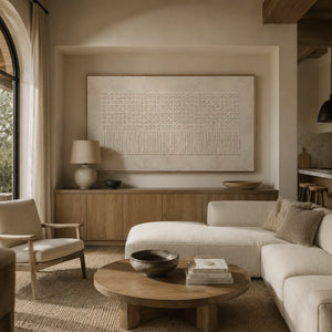 Ivory Grid Relief Wall Art lifestyle view 7 | Oildeco