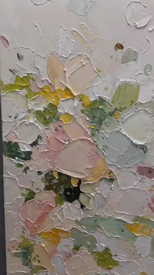 Soft Blossom Floral Wall Art raised floral texture detail | OILDECO
