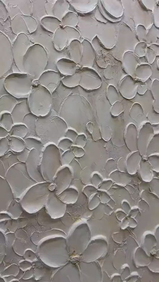 Ivory Garden Relief Wall Art raised floral texture detail | OILDECO