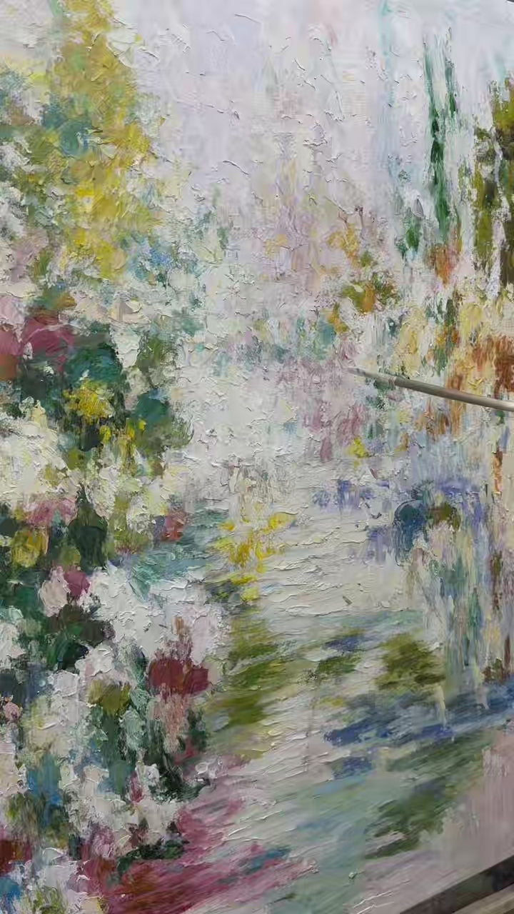 Meadow Veil Floral Wall Art finished artwork detail video | OILDECO