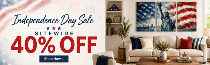 OILDECO Independence Day Sale with 40 percent off wall art for styled interiors
